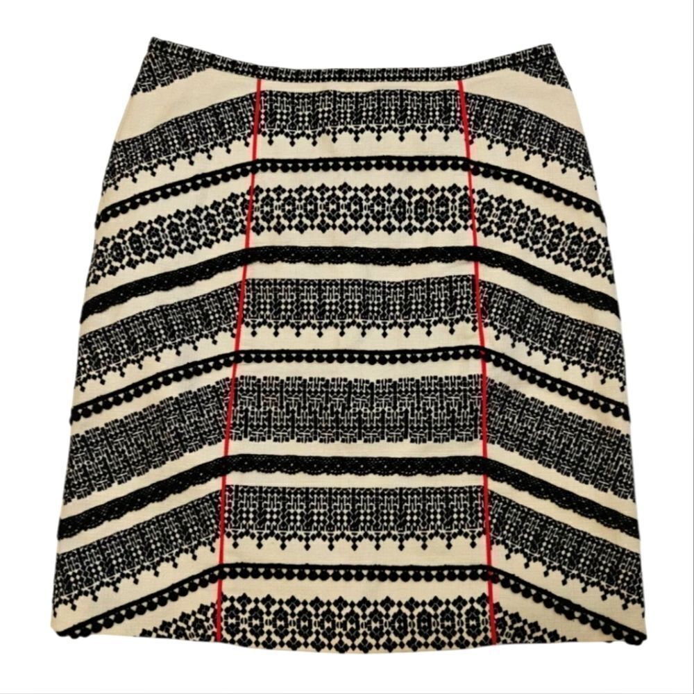 NWOT Anthropologie Tabitha Black and Cream Embellished A-Line Mini Skirt Sz 2